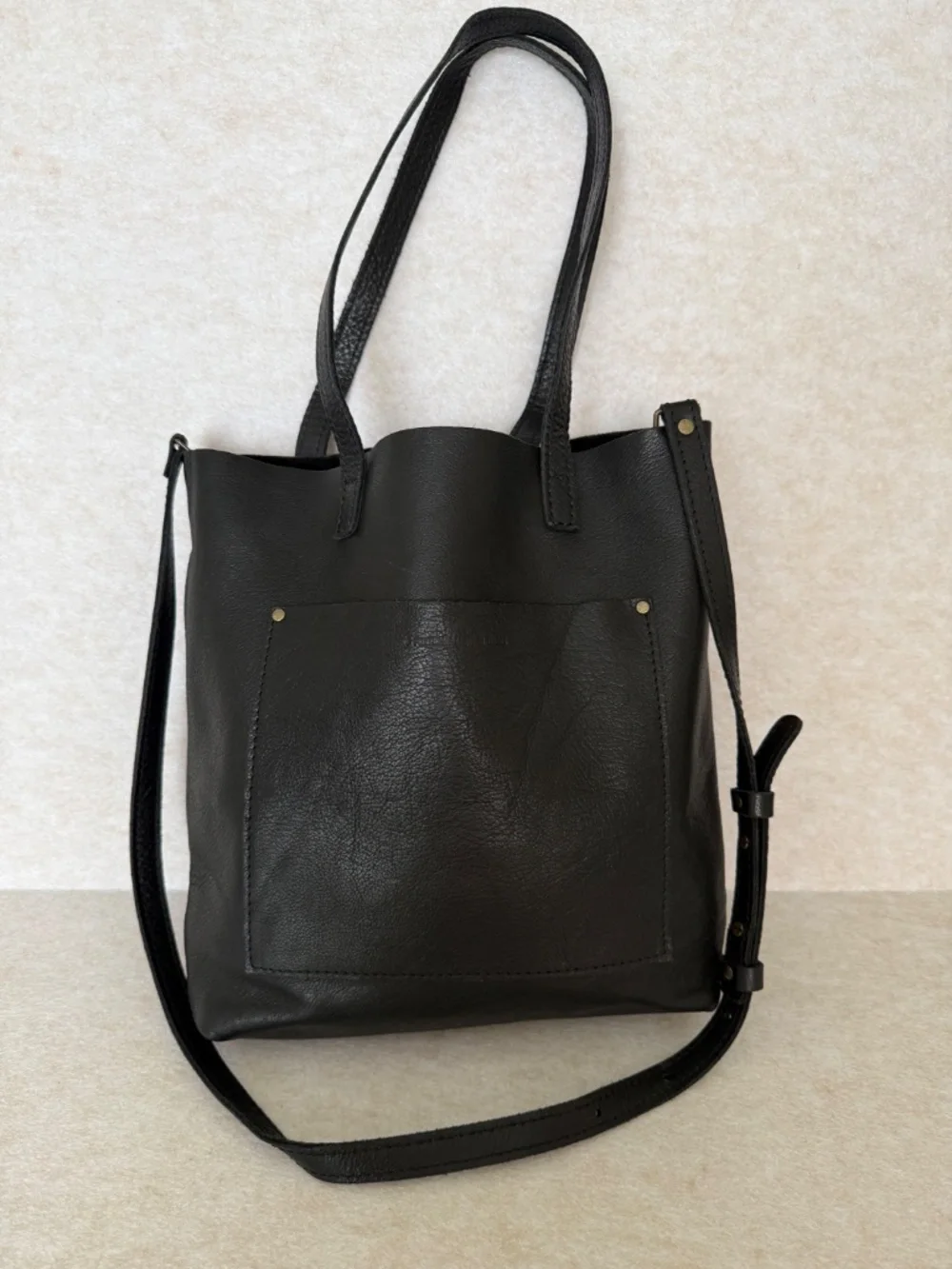Portland Leather Goods PLG OG Full Size Crossbody Tote FSCB in Pebbled Black EUC